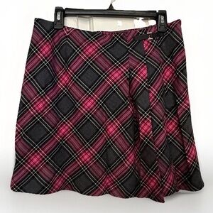 Vintage Y2K Pink & Black Plaid Pleated Goth Mini Skirt Clueless Mean Girls Sz 8
